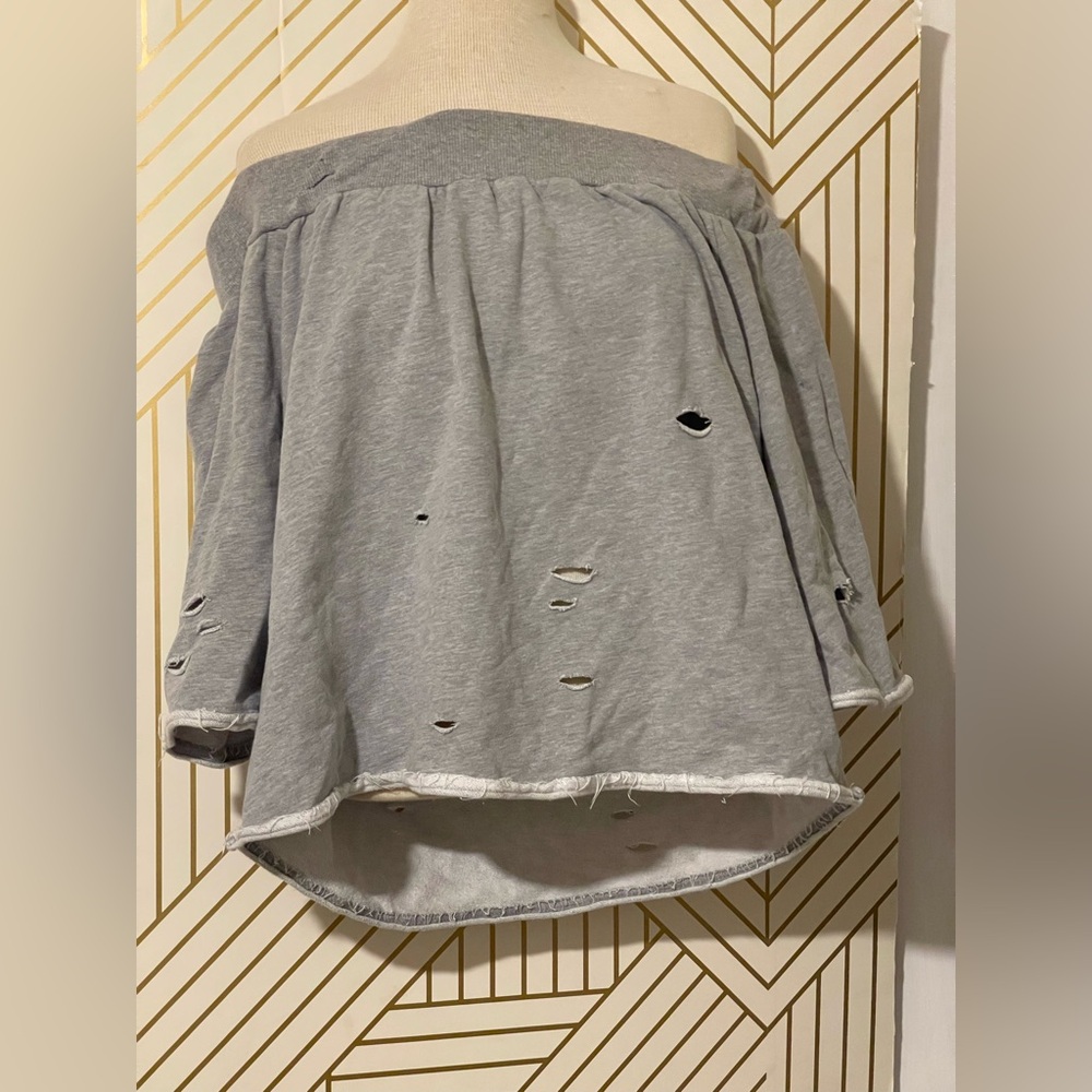 Distressed Off The Shoulder Sweatshirt